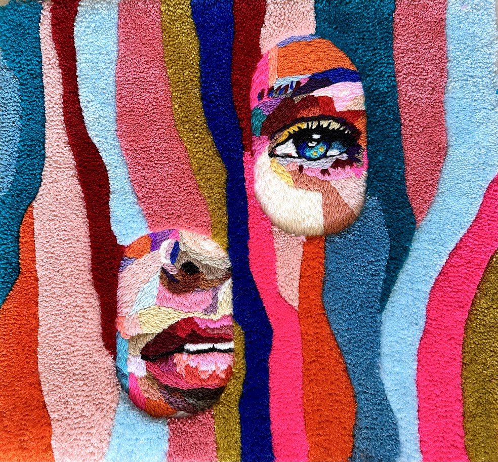 Combinatie van tuften en borduren in textielkunstwerk Seen