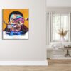 Magnifying Dali - Magnificent textile art for a magnificent man Playful textile art portrait Magnifying Dalí with light humour